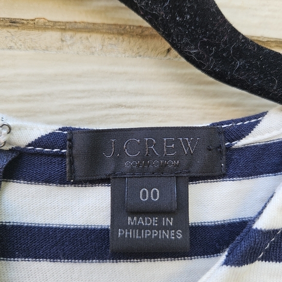 J. Crew Collection long sleeve navy white striped maxi dress size 00 - Picture 4 of 8